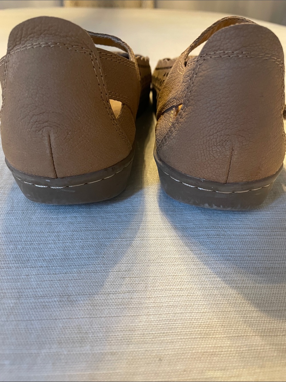 Earth Brown Laser-Cut Mary Jane Flats - Picture 6 of 11